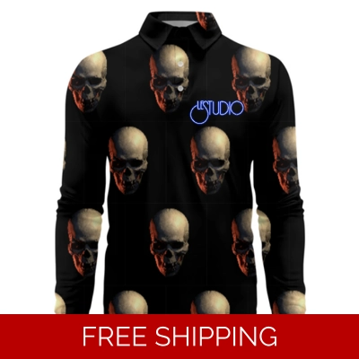 Le Studio  Skull Custom 3D Long-Sleeved Polo Shirt